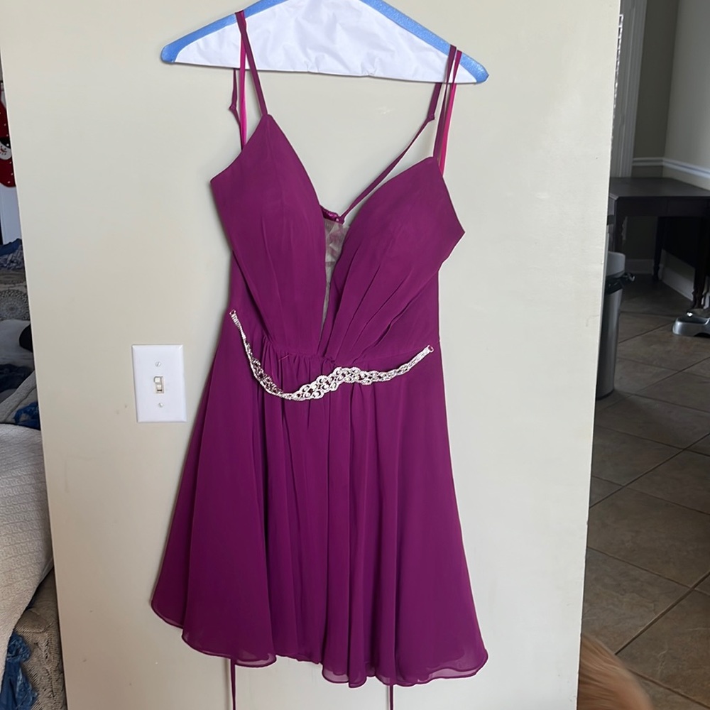 Size ten dark purple dress with belt
